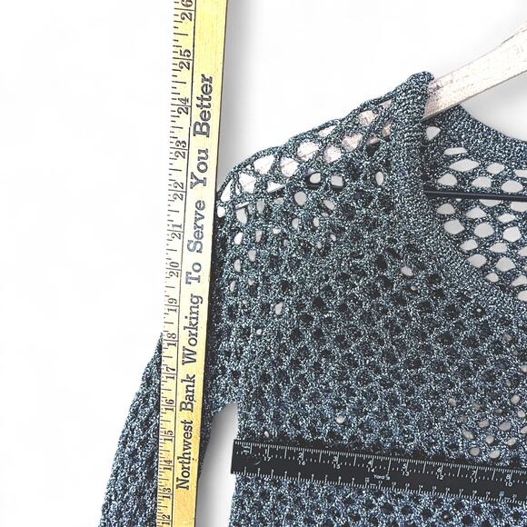 Denim & Supply Ralph Lauren Metallic Open Knit Crochet Sweater Fishnet Mobwife S - Picture 9 of 9